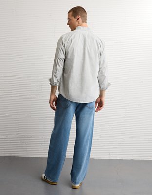 AE Everyday Relaxed Fit Plaid Button-Up Shirt