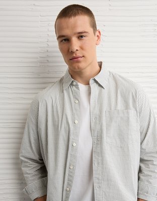 AE Everyday Relaxed Fit Plaid Button-Up Shirt