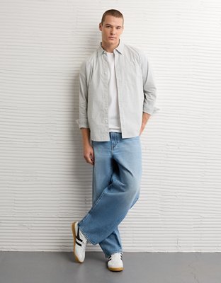 AE Everyday Relaxed Fit Plaid Button-Up Shirt