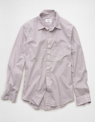 AE Everyday Slim Fit Poplin Plaid Button-Up Shirt