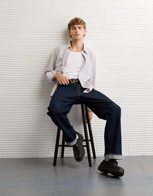 AE Everyday Slim Fit Poplin Plaid Button-Up Shirt