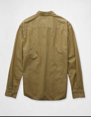 AE Camisa de Mezcla de Lino de Fit Estándar con Botones