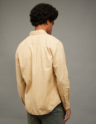 AE Camisa de Mezcla de Lino de Fit Estándar con Botones