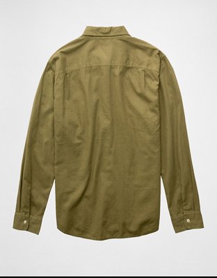 AE Camisa de Mezcla de Lino de Fit Estándar con Botones