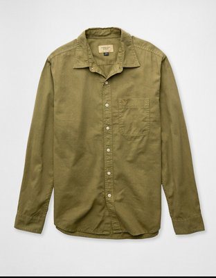 AE Camisa de Mezcla de Lino de Fit Estándar con Botones