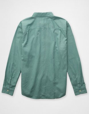 AE Camisa de Mezcla de Lino de Fit Estándar con Botones