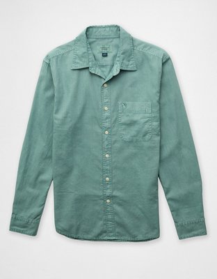 AE Camisa de Mezcla de Lino de Fit Estándar con Botones