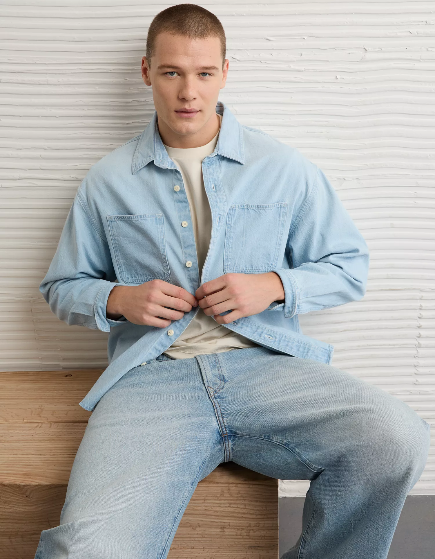 AE Relaxed Fit Denim Button-Up Shirt - thumbnail 7