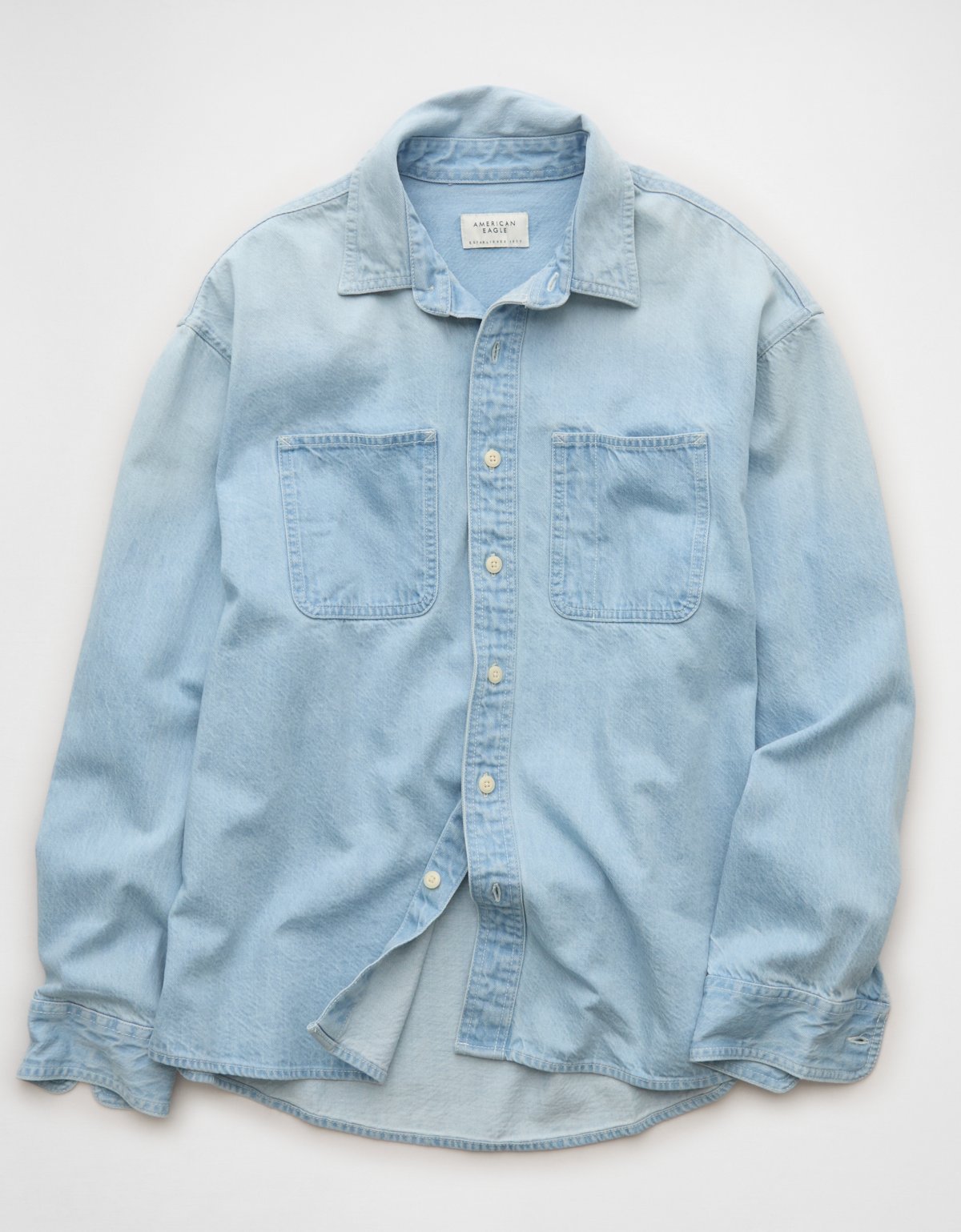 AE Relaxed Fit Denim Button-Up Shirt - image 3