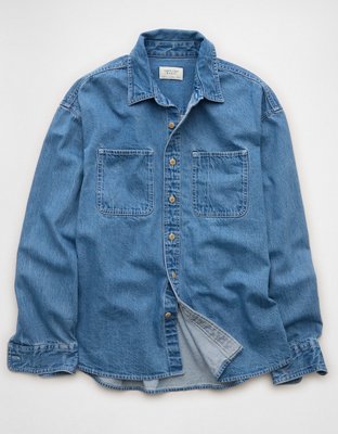 AE Relaxed Fit Denim Button-Up Shirt | American Eagle