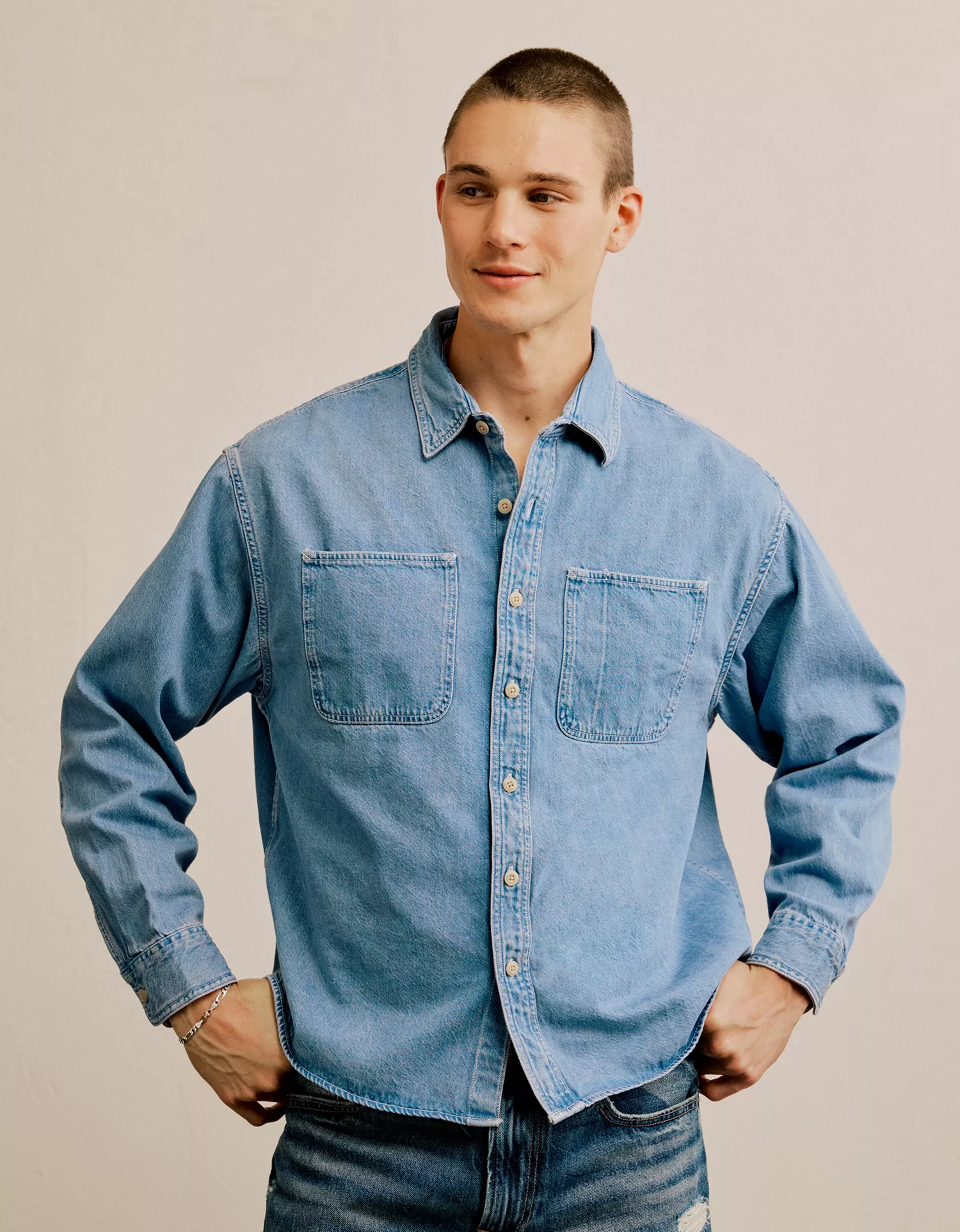 AE Relaxed Fit Denim Button-Up Shirt - thumbnail 8