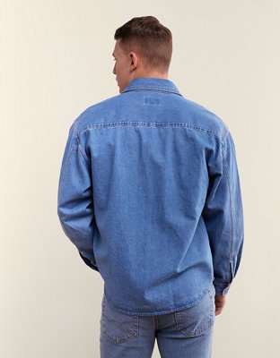 AE Relaxed Fit Denim Button-Up Shirt | American Eagle