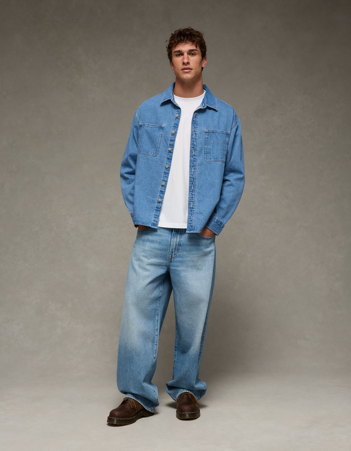 AE Relaxed Fit Denim Button-Up Shirt - image 2