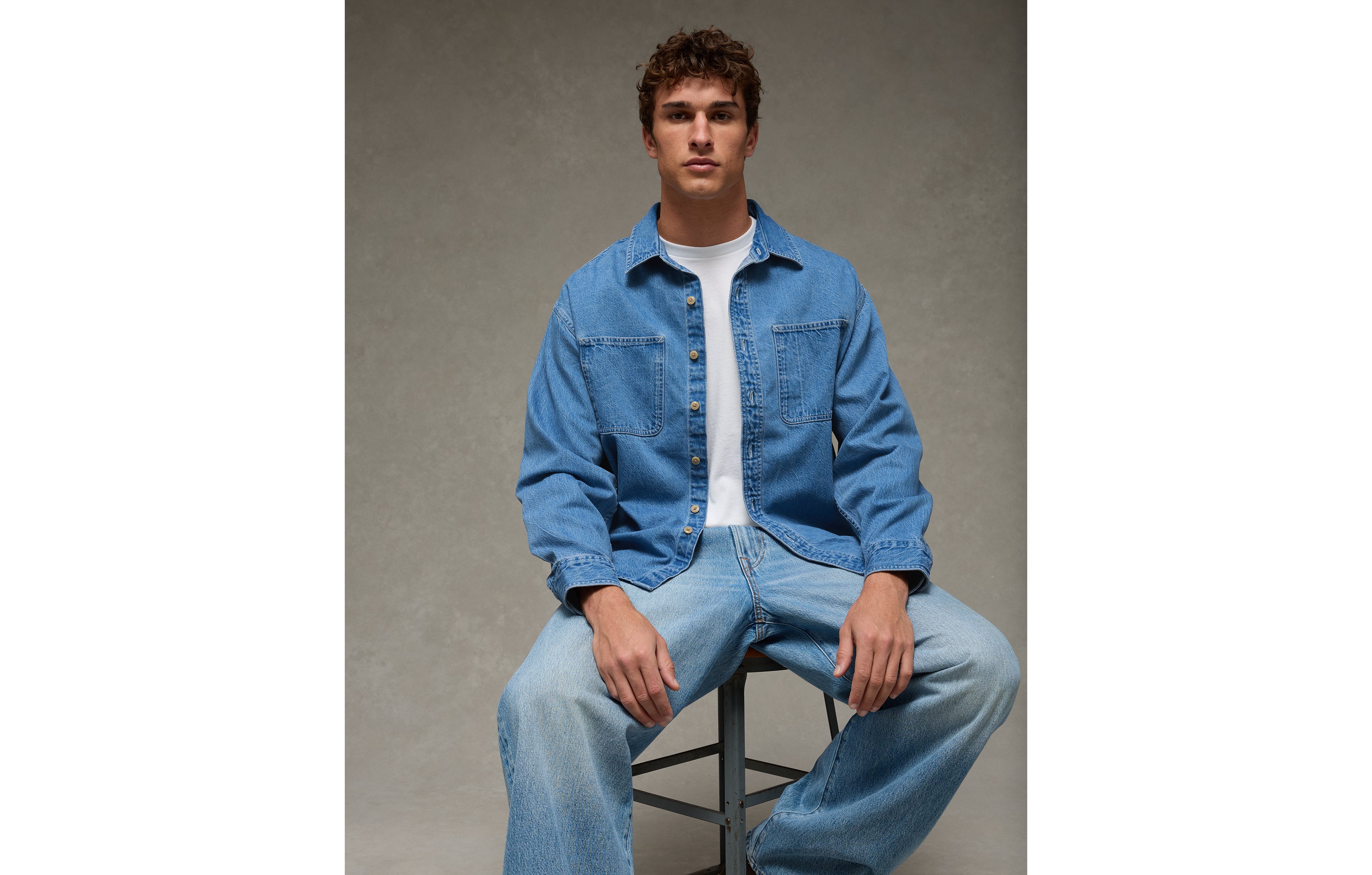 AE Relaxed Fit Denim Button-Up Shirt