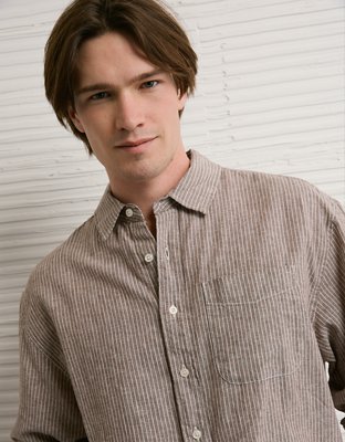 AE Relaxed Fit Linen-Blend Button-Up Shirt