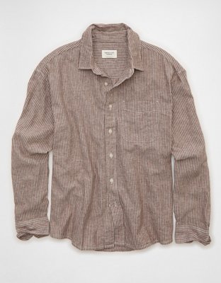 AE Relaxed Fit Linen-Blend Button-Up Shirt