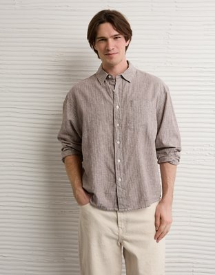 AE Relaxed Fit Linen-Blend Button-Up Shirt