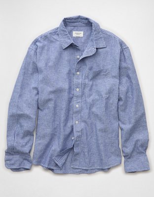 AE Relaxed Fit Linen-Blend Button-Up Shirt