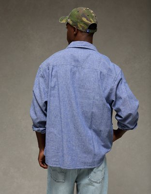 AE Relaxed Fit Linen-Blend Button-Up Shirt