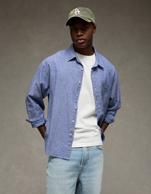 AE Relaxed Fit Linen-Blend Button-Up Shirt