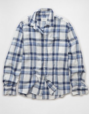 AE Relaxed Fit Linen-Blend Button-Up Shirt