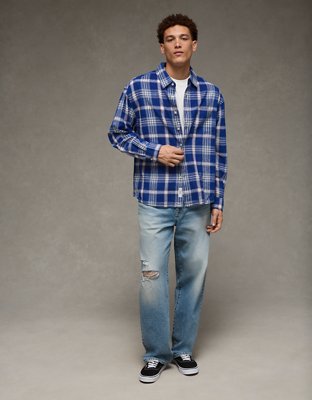 AE Relaxed Fit Linen-Blend Button-Up Shirt
