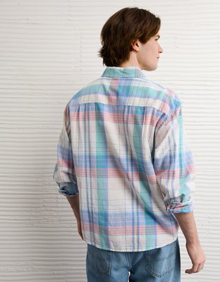 AE Relaxed Fit Linen-Blend Button-Up Shirt