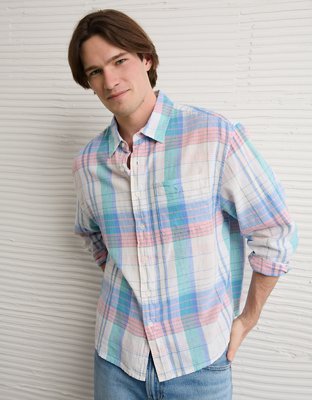 AE Relaxed Fit Linen-Blend Button-Up Shirt