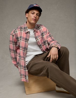 AE Relaxed Fit Linen-Blend Button-Up Shirt