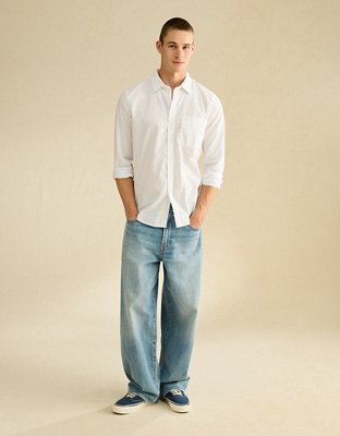 AE Slim Fit Button-Up Shirt Men's White XXL