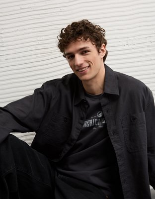 AE Relaxed Fit Linen-Blend Button-Up Shirt