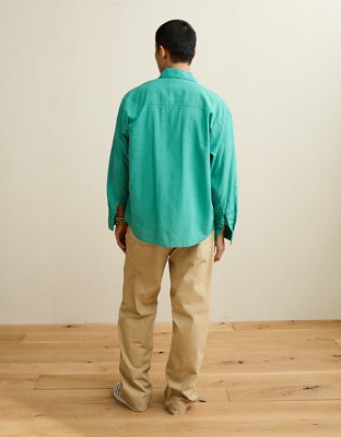 AE Relaxed Fit Linen-Blend Button-Up Shirt