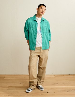 AE Relaxed Fit Linen-Blend Button-Up Shirt