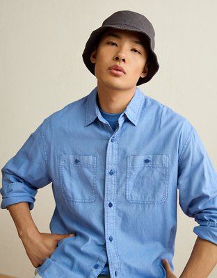AE Relaxed Fit Linen-Blend Button-Up Shirt