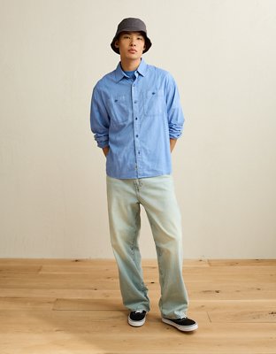 AE Relaxed Fit Linen-Blend Button-Up Shirt from American Eagle - $32.47