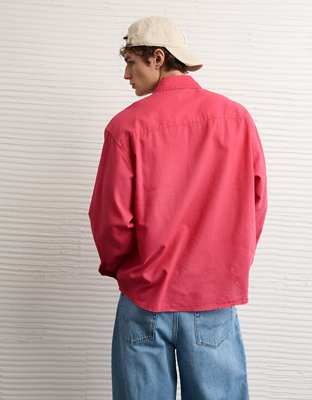 AE Relaxed Fit Linen-Blend Button-Up Shirt