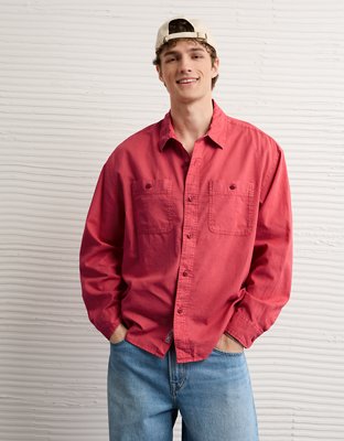 AE Relaxed Fit Linen-Blend Button-Up Shirt