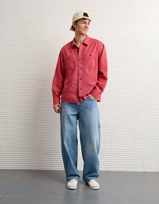 AE Relaxed Fit Linen-Blend Button-Up Shirt