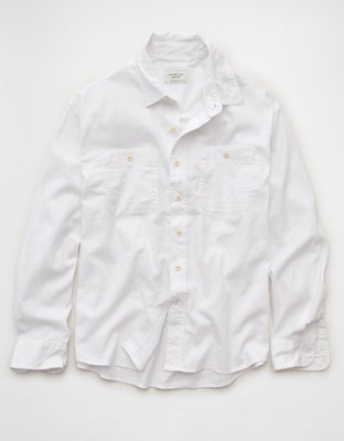AE Relaxed Fit Linen-Blend Button-Up Shirt | American Eagle