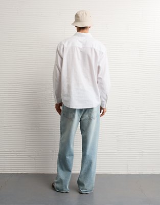 AE Relaxed Fit Linen-Blend Button-Up Shirt