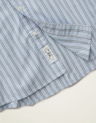 Мужская рубашка American Eagle AE Relaxed Fit Poplin Button-Up, цвет: Синий — фото 6