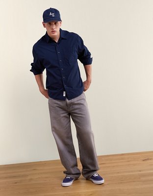 AE Relaxed Fit Poplin Button-Up Shirt