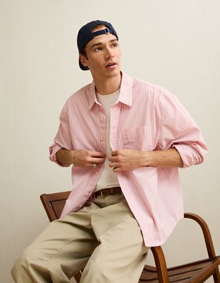 AE Relaxed Fit Poplin Button-Up Shirt | American Eagle
