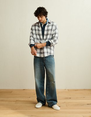 AE Standard Fit Gauze Button-Up Shirt
