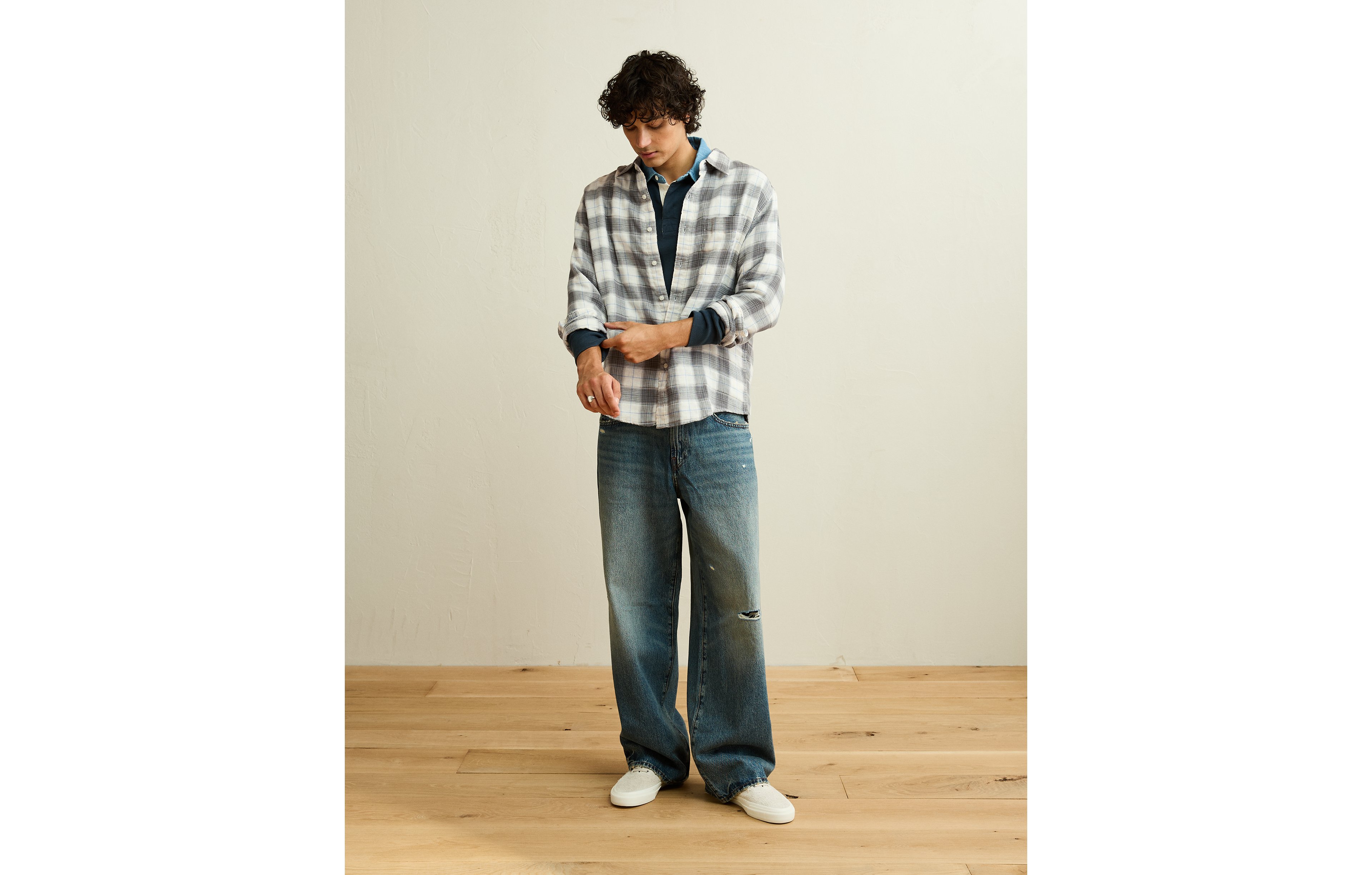 AE Standard Fit Gauze Button-Up Shirt
