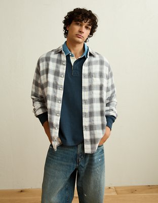 AE Standard Fit Gauze Button-Up Shirt