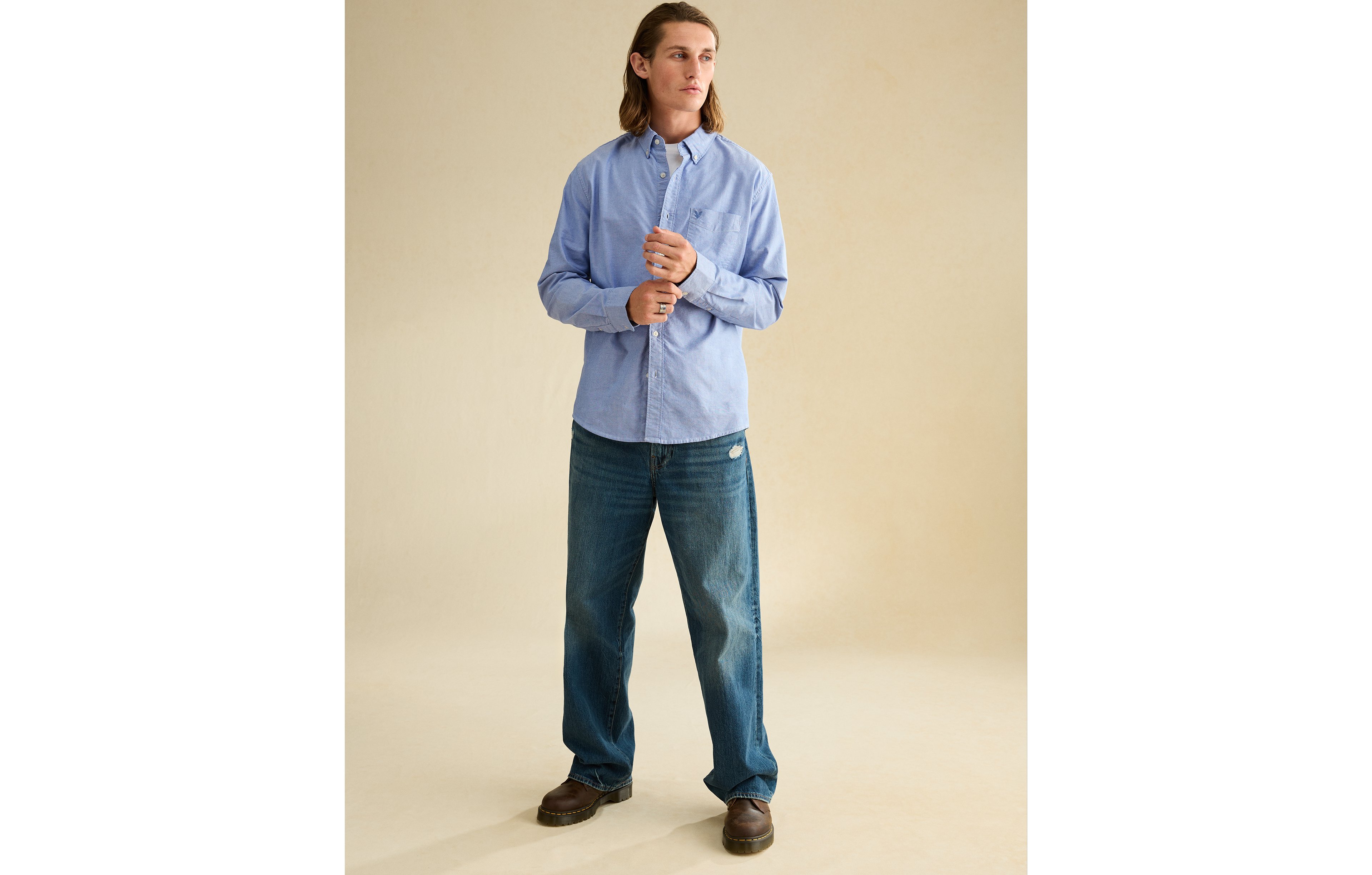 AE Standard Fit Oxford Button-Up Shirt