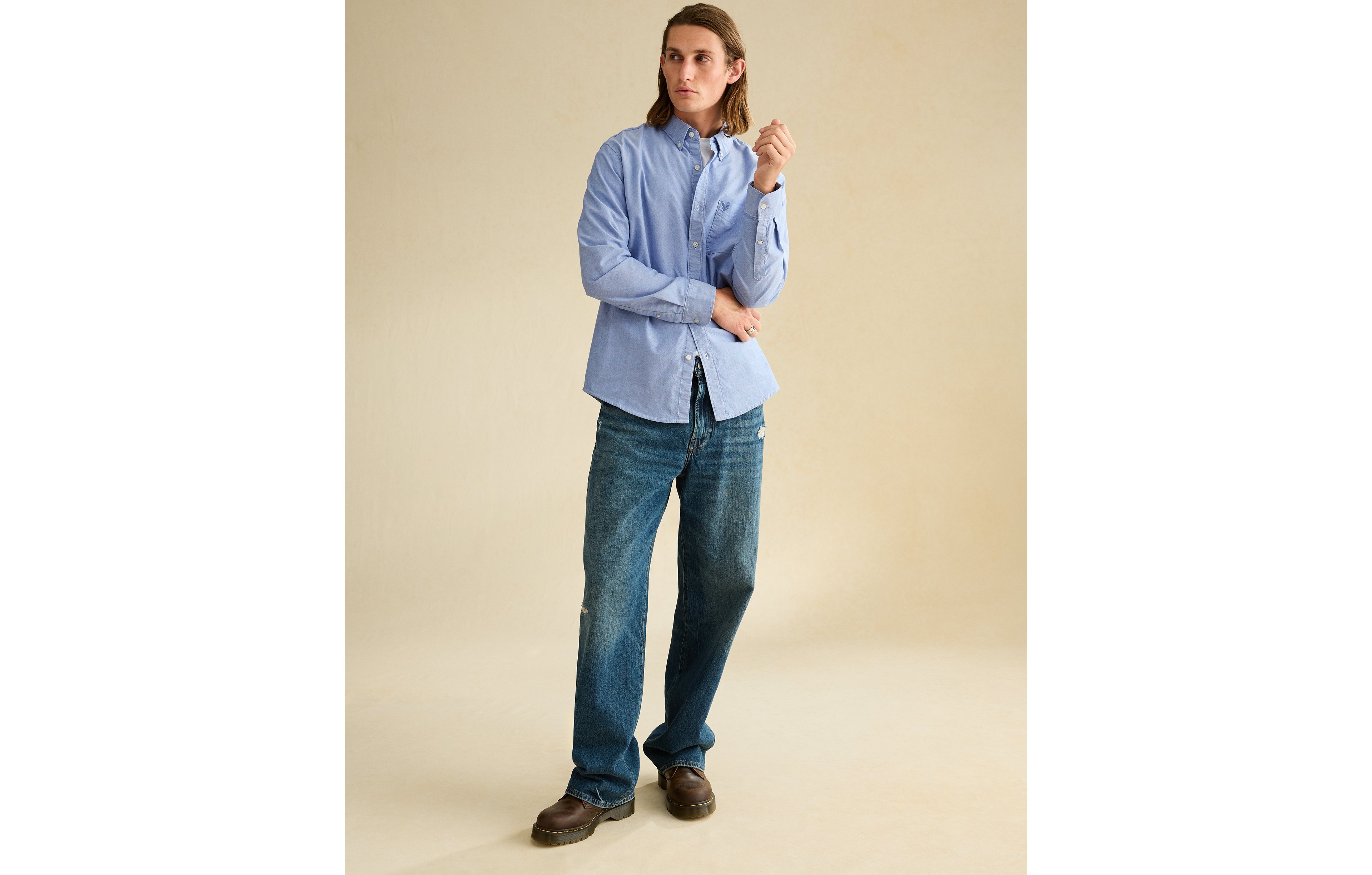 AE Standard Fit Oxford Button-Up Shirt