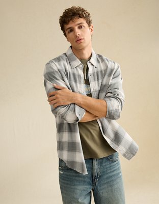 AE Standard Fit Flannel Button-Up Shirt