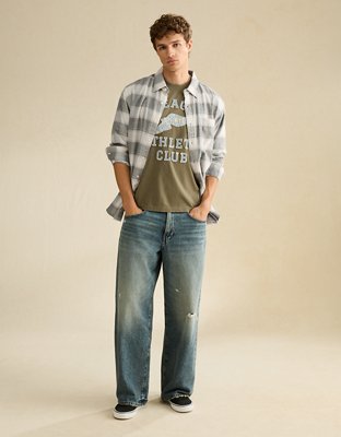 AE Standard Fit Flannel Button-Up Shirt